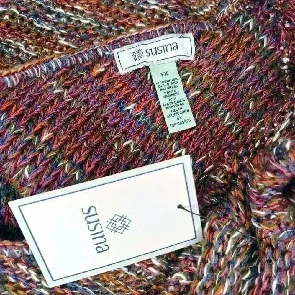 𝅺susina Marled Knit Sweater Burgundy Beet 1X - Picture 7 of 9